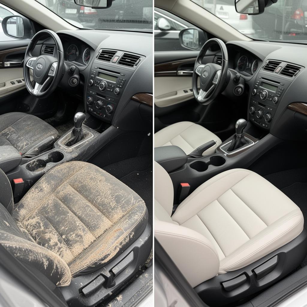 Before and after Interior Deep Clean - car detailing West Sussex